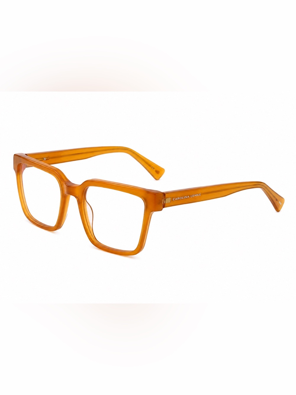 NEW Carolina Lemke Unisex Morco Brown Mustard Square Eyeglasses Opticals Retro